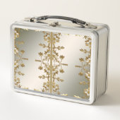 Witte Bloemen Goud  Lunchbox (Voorkant)