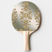 Witte Bloemen Goud Ping Pong Paddle Tafeltennisbatje (Achterkant)