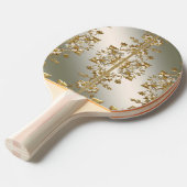 Witte Bloemen Goud Ping Pong Paddle Tafeltennisbatje (Voorkant Gekanteld)