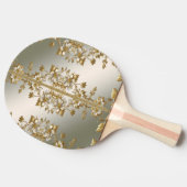 Witte Bloemen Goud Ping Pong Paddle Tafeltennisbatje (Zijkant)
