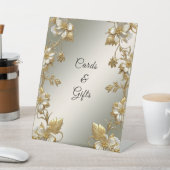 Witte Bloemen Goud Tafelblad Tekens Reclamebord Met Voetstuk (Insitu)