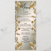 Witte Bloemen Goud  Trouwmenu Menu (Voorkant)