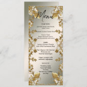 Witte Bloemen Goud Trouwmenu Menu (Voorkant / Achterkant)