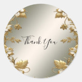 Witte Bloemen Goud  Zegel Wedding Sticker (Voorkant)