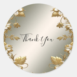 Witte Bloemen Goud Zegel Wedding Sticker