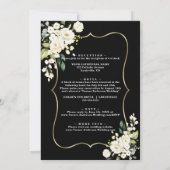 Witte Bloemen Goud Zwart All In One Trouw  Kaart (Achterkant)