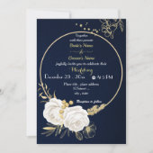 witte bloemen goudbruin met de grote marinebruilof kaart (Voorkant)