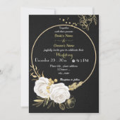 witte bloemen goudbruin met zwarte bruiloft kaart (Voorkant)