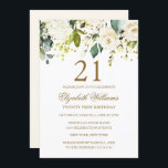 Witte Bloemen Gouden Confetti 21ste Verjaardag Kaart<br><div class="desc">modernere bloemetjesdaguitvindingen in de Little Bayleigh Store!</div>