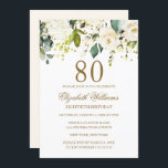 Witte Bloemen Gouden Confetti 80ste Verjaardag Kaart<br><div class="desc">modernere bloemetjesdaguitvindingen in de Little Bayleigh Store!</div>