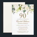 Witte Bloemen Gouden Confetti 90ste Verjaardag Kaart<br><div class="desc">modernere bloemetjesdaguitvindingen in de Little Bayleigh Store!</div>