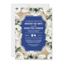 Witte Bloemen Gouden Confetti Krans Navy Wedding