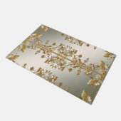 Witte Bloemen Gouden Deurmat (Schuin)