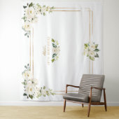 Witte Bloemen Gouden Fotobooth !8e Verjaardag Wandkleed (In situ)