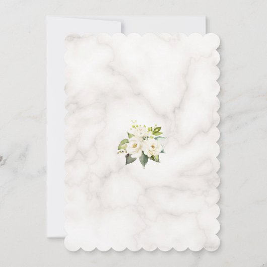 Witte Bloemen Gouden Glitters Marmer Baby Shower Kaart (Achterkant)