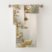 Witte Bloemen Gouden  Handdoek Set (Insitu)