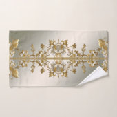 Witte Bloemen Gouden  Handdoek Set (Handdoek)