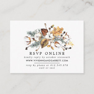 Witte Bloemen Gouden Herfst Bladeren Online RSVP Informatiekaartje