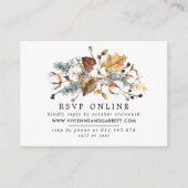 Witte Bloemen Gouden Herfst Bladeren Online RSVP Informatiekaartje (Voorkant)