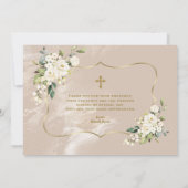 Witte Bloemen Gouden Jongen Foto 1e Verjaardag Doo Bedankkaart (Achterkant)