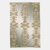 Witte Bloemen Gouden  Keuken Handdoeken (Verticaal)