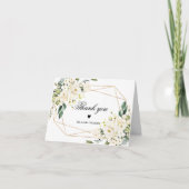 Witte Bloemen & Gouden Lijst Bedankkaart (Voorkant)