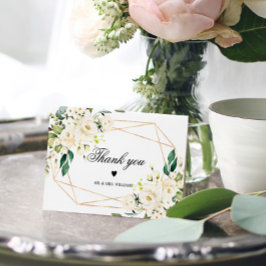 Witte Bloemen & Gouden Lijst Bedankkaart