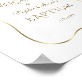 Witte Bloemen Gouden Lijst Doop Welkom Bord Poster (Hoek)