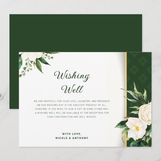 Witte Bloemen Gouden Streep die goed wenst Kaart (Voorkant / Achterkant)