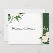 Witte Bloemen Gouden Streep Escort Kaart (Voorkant)