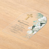 Witte Bloemen Greenery Arch bevestiging Acryl Uitnodigingen (Laagn)