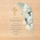 Witte Bloemen Greenery Arch bevestiging Acryl Uitnodigingen (Voorkant)