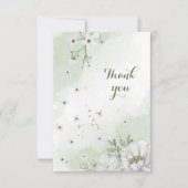 witte bloemen groen bedankkaart (Voorkant)