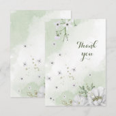 witte bloemen groen bedankkaart (Voorkant / Achterkant)