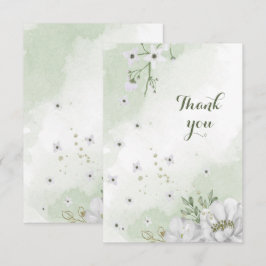 witte bloemen groen bedankkaart