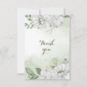 witte bloemen groen bedankkaart (Voorkant)
