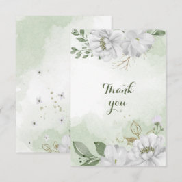 witte bloemen groen bedankkaart