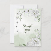witte bloemen groen bedankkaart (Voorkant)