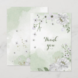 witte bloemen groen bedankkaart