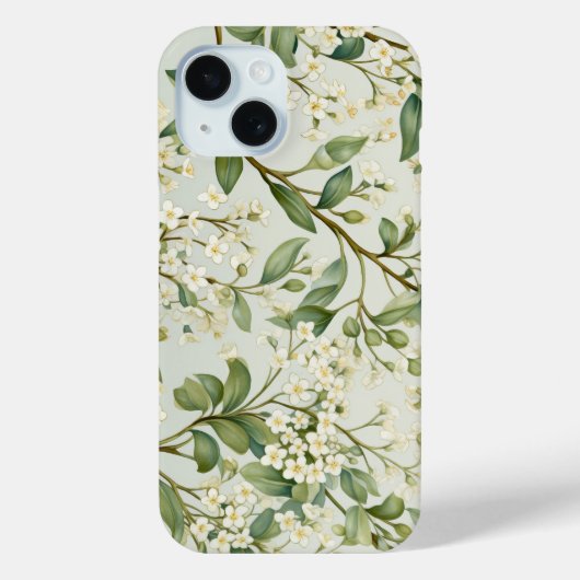 Witte Bloemen Groen Bloemen Bloemen Waterverf Case-Mate iPhone Case (Achterkant)