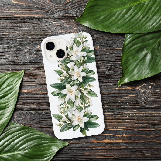 Witte bloemen groen bloemen Case-Mate iPhone case