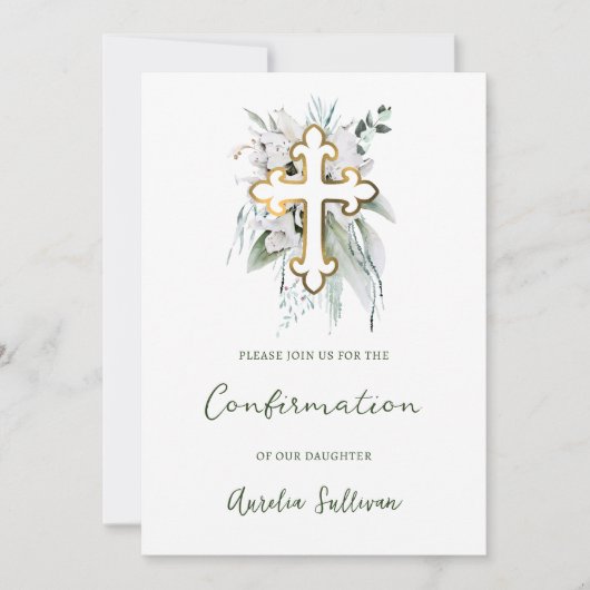 Witte bloemen groen boeket bevestiging kaart (Voorkant)