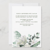 Witte bloemen groen boeket bevestiging kaart (Achterkant)