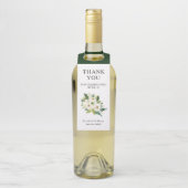 Witte Bloemen Groen Bruiloft Dank u Fles Label (Op fles)