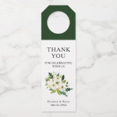 Witte Bloemen Groen Bruiloft Dank u Fles Label (Voorkant)