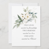 Witte Bloemen Groen Christelijke Bijbelbruiloft Kaart (Achterkant)