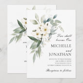 Witte Bloemen Groen Christelijke Bijbelbruiloft Kaart (Voorkant / Achterkant)