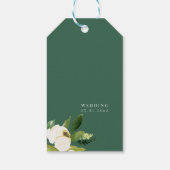 Witte Bloemen Groen Dank u Aangepast Cadeaulabel (Achterkant)