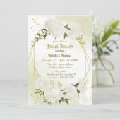 witte bloemen groen geometrisch vrijgezellenfeest kaart (Staand voorkant)