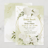 witte bloemen groen geometrisch vrijgezellenfeest kaart (Voorkant / Achterkant)